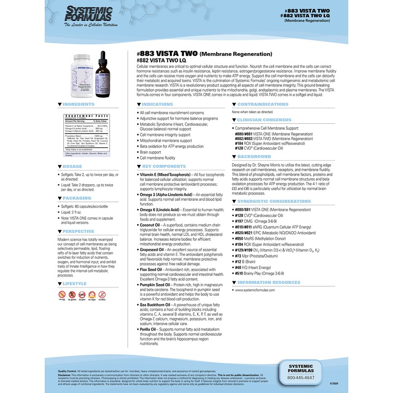 Vista Two Membrane Regeneration by Systemic Formulas