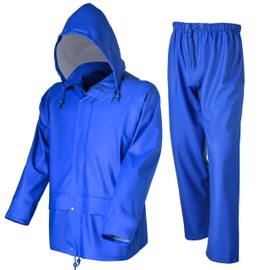 NAVIS MARINE Rain Suit PRO Workwear for Men-Waterproof Jacket&Pants Set Foul Weather Gear(Royal Blue, Medium)