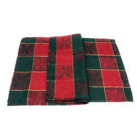 Fennco Styles Royal de Noël Collection Classic Plaid Jacquard 16 x 54 Inch Table Runner – Red Green Table Runner for Christmas Banquets, Family Gathering, Special Events and Home Décor