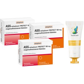 ASS PROTECT 100 mg 3 x 100 Pieces Economy Set Including Hand Cream Brand Faar-Apo Stomach Friendly Thanks to Gastric Juice-Resistant Coating
