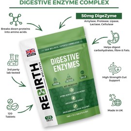 Digestive Enzyme Supplements | 120 Tablets for Optimal Gut Health | With DigeZyme, Lactase & Protease | Supports Healthy Digestion | Vegan & UK Made