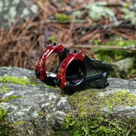 Funn Equalizer Bike Stem with Zero Rise- Length 35mm stem with 31.8mm Bar Clamp, 0 Degree Alloy Bike Stem for Mountain Bike and BMX Bike (Red)