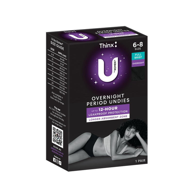 U by Kotex Thinx Period Undies Overnight Size 6-8