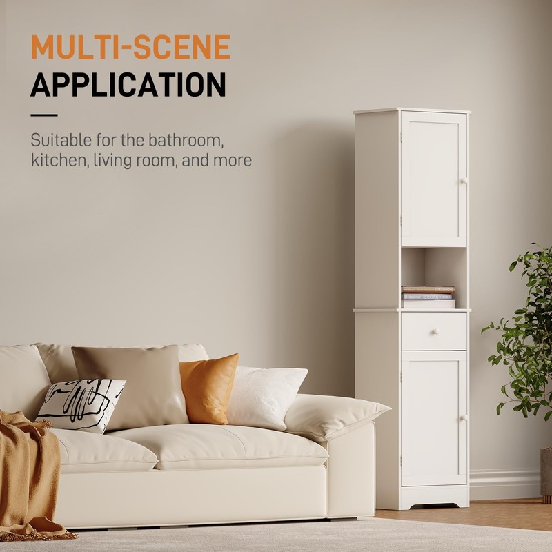 Viaozutis Tall Bathroom Cabinet, Storage Cabinet with 2 Doors &