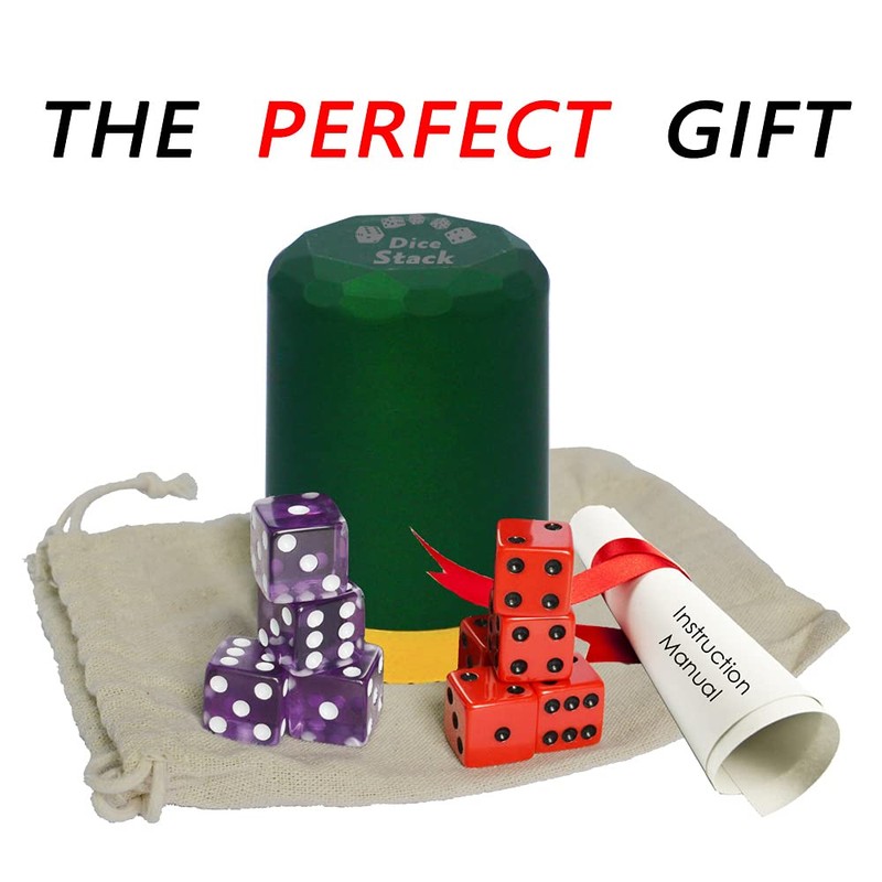 MEISHUNUK Dice Stacking Cup(Green) Set with 4 Pcs 19mm(Puple) and