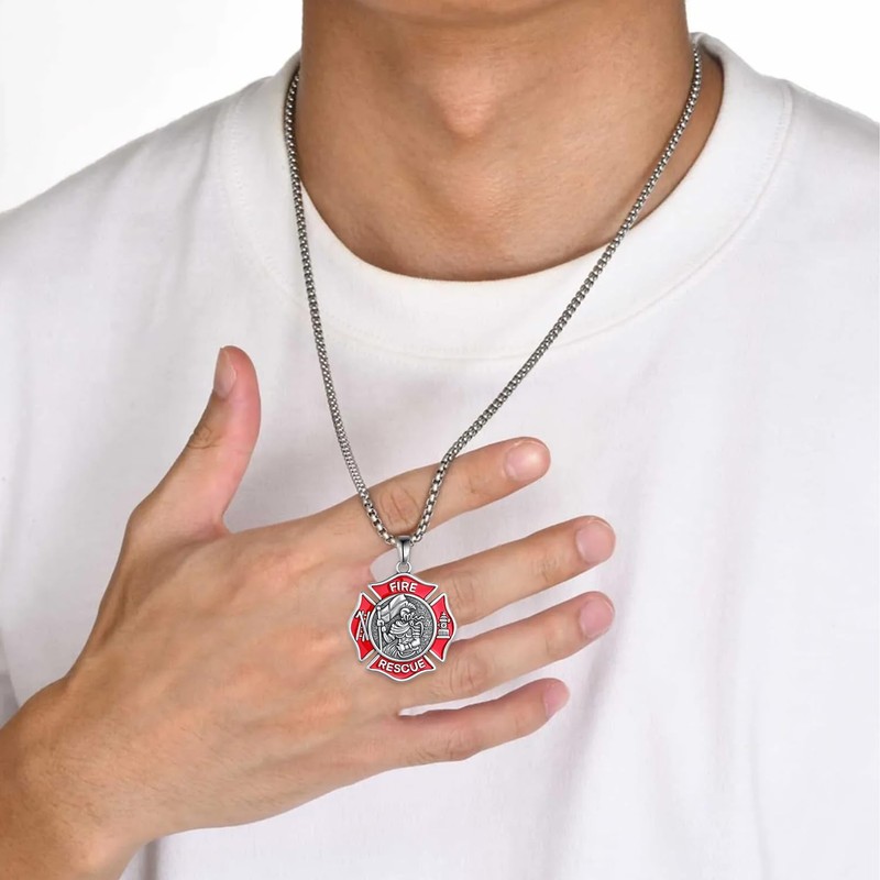 Yorionke Firefighter Gifts Sterling Silver St Florian Firefighter Necklace Religion