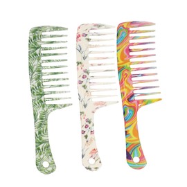 Baluue 3pcs Hair Combs Wide Tooth Scalp Comb for Men Women Fashion Printing Haircut Styling Tool Random Style