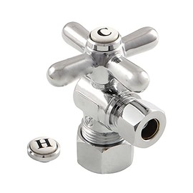 Kingston Brass CC53301X Vintage Classic 5/8-Inch X 3/8-Inch OD Compression Angle Stop with Cross Handle, 2-1/8-Inch, Polished Chrome