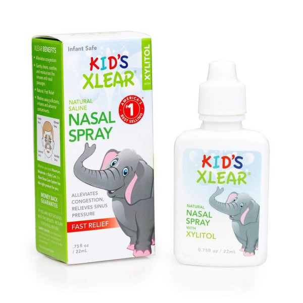 Xlear Kids' Nasal Spray, Natural Saline Nasal Spray for Kids with Xylitol, Daily Nasal Decongestant, Nose Moisturizer, 0.75 fl oz (Pack of 4)