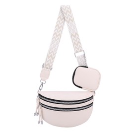 CHIC DIARY Shoulder Bag Chest Bag Women's PU Leather Belly Bag Small Crossbody Bag Stylish Handbag with Wide Shoulder Strap, Style 2-Beige, Unit size