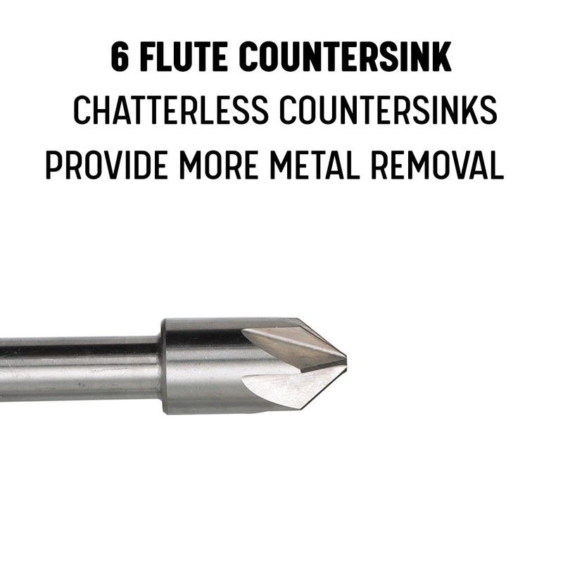 Drill America 1"-60 High Speed Steel 6 Flute Chatterless Countersink,