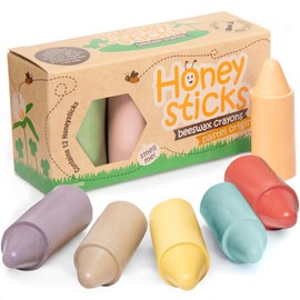Honeysticks 100% Pure Beeswax Crayons (12 Pack) - Pastel Coloured, Non Toxic Crayons, Safe for Babies and Toddlers, For 1 Year Plus, Made with Natural Beeswax and Food-Grade Colours, Eco-Friendly