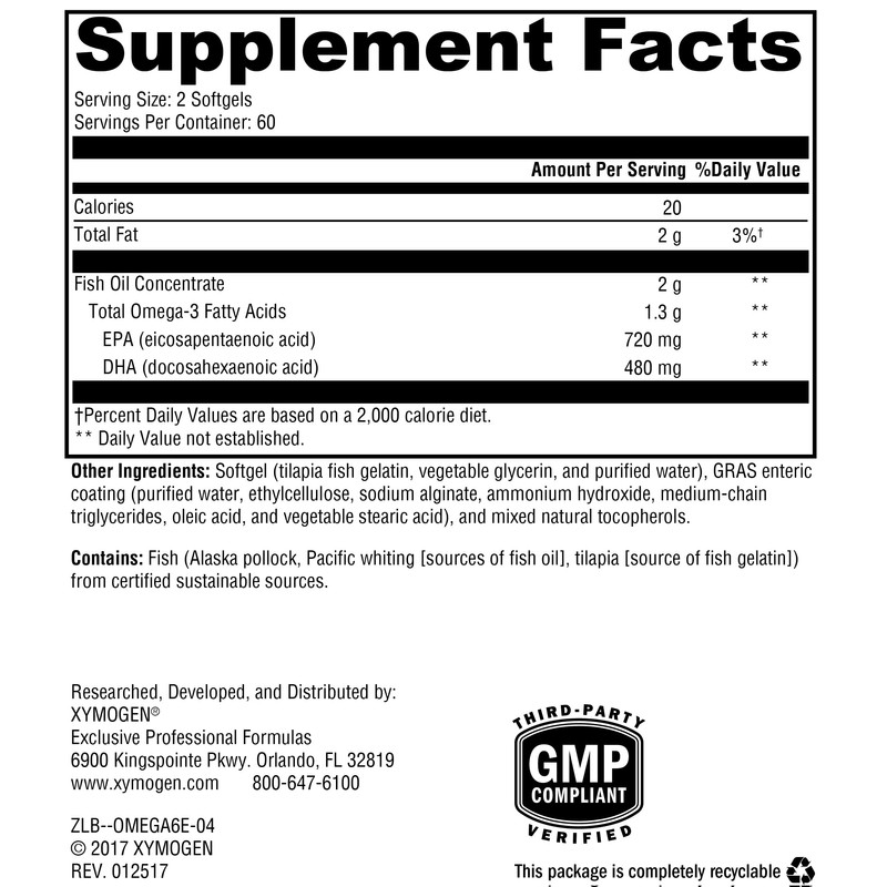 XYMOGEN OmegaPure 600 EC - International Fish Oil Standards (IFOS)