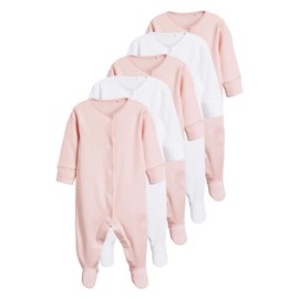 NEXT Basics Pyjamas Pack of 5, pink / white, 3 - 6 months