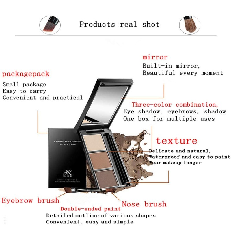 Eyebrow powder three-color eyebrow palette beauty contour eyebrow pencil professional