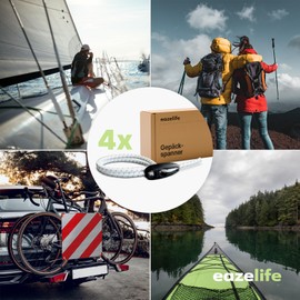 Set of 4 Tension Ropes for Attaching Warning Boards, Rubber Tensioner, Mounting Warning Sign, Adjustable Length (White, 50 cm)