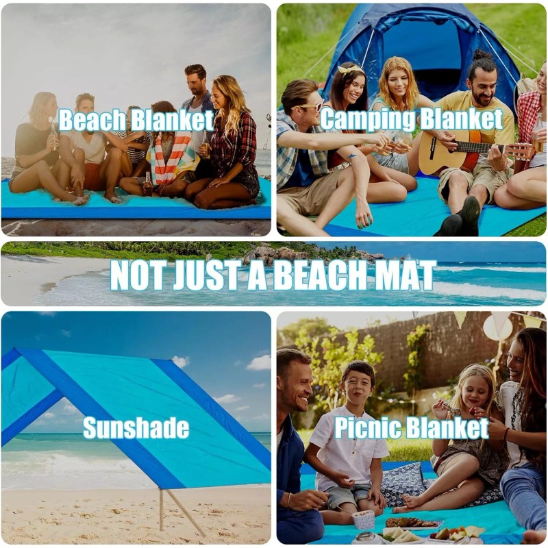 ISOPHO Beach Blanket Sand Proof, Ripstop Nylon Picnic Blankets, 106
