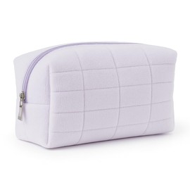 Compact Travel Toiletry Bag – Soft Makeup Organizer for Women – Portable Cosmetic Pouch for Purse, Gym, Travel – Lightweight & Zippered (Purple)