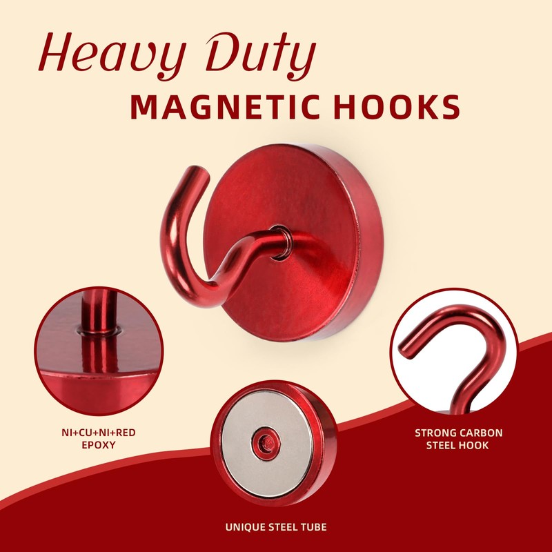 Neosmuk Magnetic Hooks, 120lb Extra Strong Magnet with Hook for