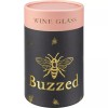 pbk Stemless Bee wine glass "Buzzed" with hand etched lettering