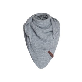KNIT FACTORY - Coco Triangle Scarf Junior - Girls' Knitted Scarf with Wool - Neckerchief for Children - Children's Scarf - High Quality - Children's XXL Scarf, gray