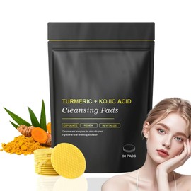 30PCS Turmeric Kojic Acid Cleansing Pads,Turmeric Face Scrub Pads,Cleansing Pads for Exfoliation,Face Pads Cleansing Cotton,Helps Balance Skin Oil and Water,Refreshes Controls Oil,Refines Pores