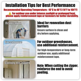 MAYOKEN® 2-Pack Black Heavy Duty Peel & Stick Zipper, 7ft x 3in, Double-Sided Self-Adhesive Zipper Door for Dust Barriers, Greenhouses, Construction Sites