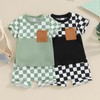 Toddler Baby Boy Girl Checkerboard Clothes Block Color Casual T-Shirt