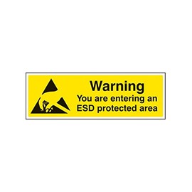 Caledonia Signs Warning you are enter an ESD Protected Area Sign 300mm x 100mm Rigid Plastic 14460G