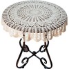 USTIDE Handmade Crochet Cotton Tablecloth Round Beige Crochet Tablecloths for