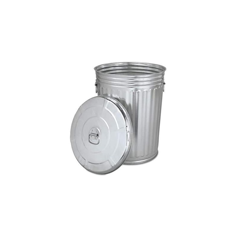 COLIBROX Pre-Galvanized Trash Can with Lid, Round, Steel, 20gal, Gray,