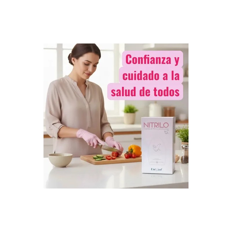 Guantes Nitrilo Uniseal Rosa Claro 200 Resistentes