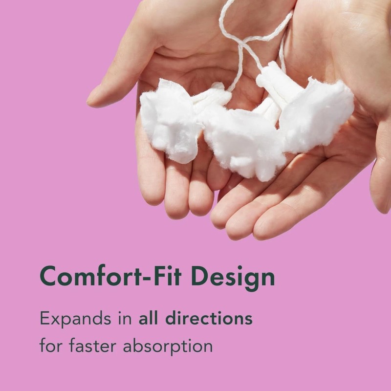 Rael Regular Tampons Bundle made with Organic Cotton, Slim Applicator