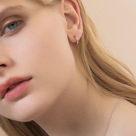 Sterling Silver Hoop Earrings for Women, 3 Pairs Small Silver Huggie Hoop Earrings Set | Hypoallergenic Cubic Zirconia Hoops Earring Jewellery Gifts for Ladies Teens Girls, 8/9/10mm