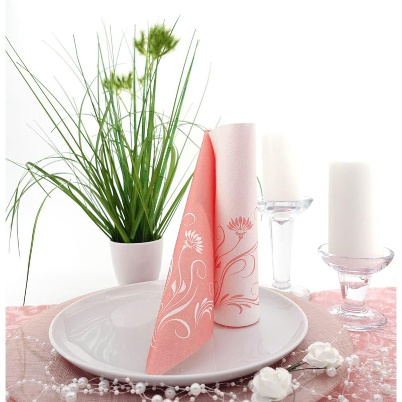 50 Napkins Flowers 40 x 40 cm Fabric-Like Airlaid Elegantia,