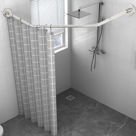 Stretchable Corner Shower Curtain Rod,304 Stainless Shower Curtain Rod for Bathroom Bathtub,Clothing Store,Private Space
