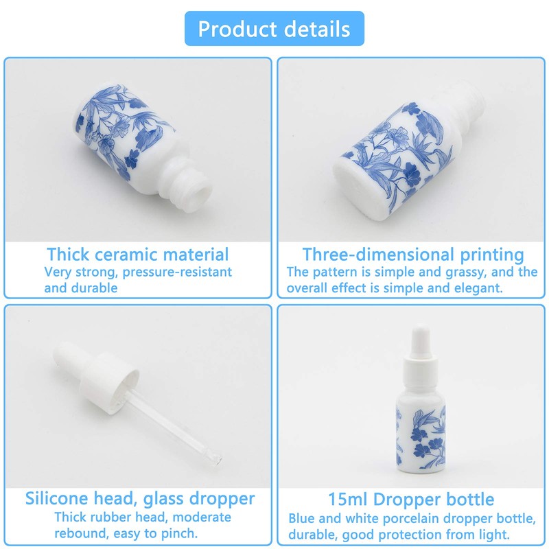 Pxyelec 5 x 15ml Ceramic Dropper Bottles Empty Dropper Bottles
