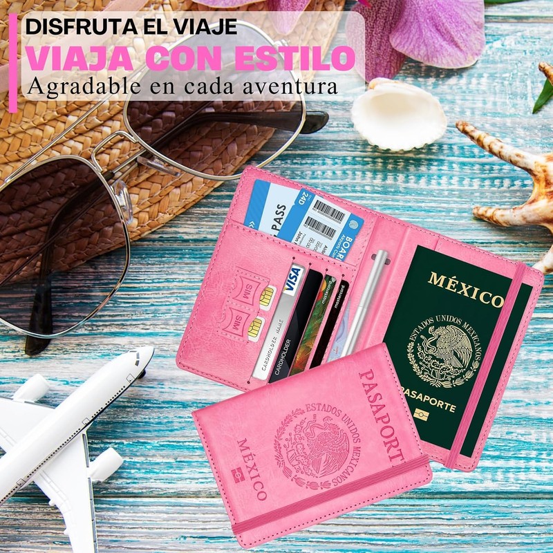 Porta Pasaporte y Visa Mexicano Pasaporte Funda con 10 Compartimientos