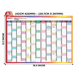 2025 2026 Wall Planner A3 Mid Year Academic Calendar Annual Study Chart Large Yearly Planner Aug to Aug Full Academic Year Planning Organizer School Office Work Poster 29.7 x 42.0 cm (Folded)(1Pc)