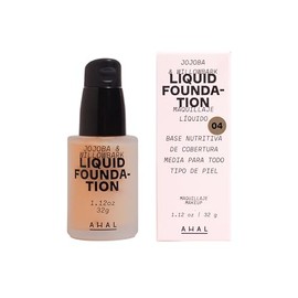 AHAL Maquillaje Líquido Jojoba y Aloe Cobertura Media Mate Tono 04 32 g