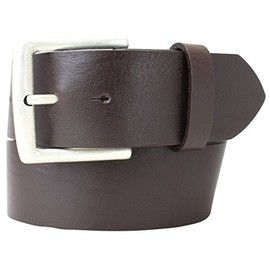 Denim Belt Made of Full Cowhide Leather, 5 cm, Leather Belt for Men and Women, 50 mm, Wide Leather Belt Made of Genuine Leather, Brown, antique silver