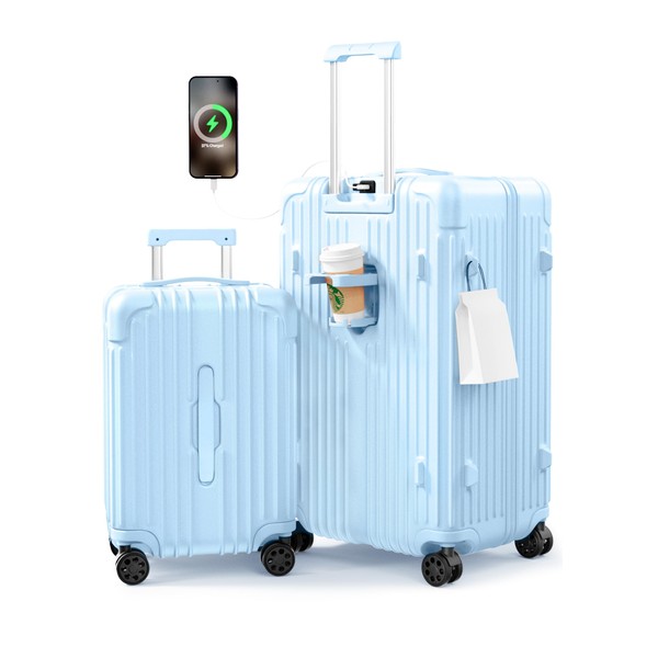 Krute Luggage with Spinner Double Wheels Suitcases with USB Port