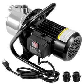 Happybuy Shallow Well Pump, 1.5 HP 115V, 1200 GPH, 164 ft Height, 87 psi Max Pressure, Portable Stainless Steel Jet Pump for Garden Lawn Irrigation, Lake Fountain, Water Transfer