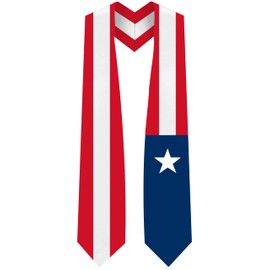 CLERKMANS Puerto Rico Flag Graduation Stole - Fits All Body Types - Puerto Rican Study Abroad International Stole