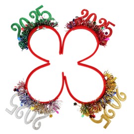 Ipetboom 4pcs Year Hair Accessory Sparkling Headbands for Holiday Celebrations Lightweight Comfortable Festive Headwear for Year Christmas Graduation Parties