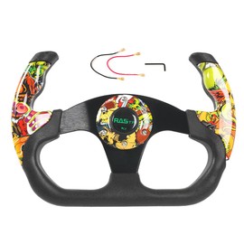RASTP - Volante universal de carreras, 12.8 pulgadas/325 mm con patrón de graffiti Sim Racing (color amarillo)