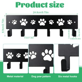 shioueoyu 6-Hooks Key Holder Wall Mount, Decorative Dog Leash Holder for Wall 9.75×2.73 inch, Metal Key Hooks Hanger Storage Rack Leash Hooks for Entrance Living Room Kitchen Gifts for Dog Lovers