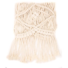 HomeSwag Macrame Table Runner | Boho Crochet Decor with Tassels | 10" x 69", Vintage Farmhouse and Bohemian Dining Room Style | Off White