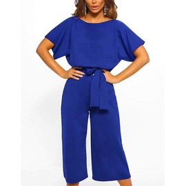 QUEENIE VISCONTI overol de verano para mujer, pierna ancha, informal, pantalones largos, peleles, día festivo, vestido, playsuit, Culotte Royal Azul, L