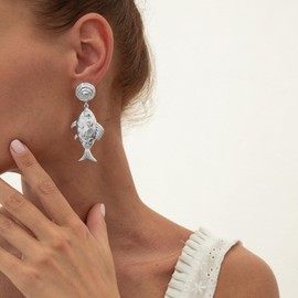 Gold Fish Earrings for Women Big Fish Stud Earrings Beach Jewelry Gifts Vacation Accessories